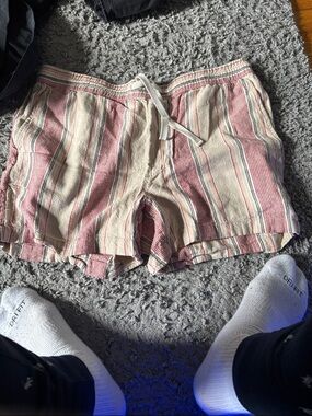 Striped Pink Cream Drawstring